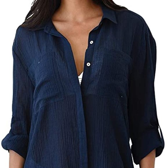 Embroidered Half/Long Sleeve Swimsuit Cover Up - Picture 10 of 10